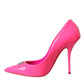 Neon Pink Leather Logo Pumps Heels Shoes