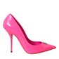 Neon Pink Leather Logo Pumps Heels Shoes