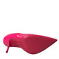 Neon Pink Leather Logo Pumps Heels Shoes