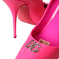 Neon Pink Leather Logo Pumps Heels Shoes