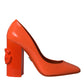 Orange Patent Leather Logo Heels Pumps Shoes