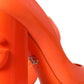 Orange Patent Leather Logo Heels Pumps Shoes