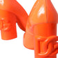 Orange Patent Leather Logo Heels Pumps Shoes