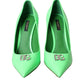 Neon Green Patent Leather Logo Pumps Shoes