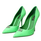 Neon Green Patent Leather Logo Pumps Shoes