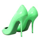 Neon Green Patent Leather Logo Pumps Shoes