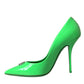 Neon Green Patent Leather Logo Pumps Shoes