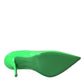 Neon Green Patent Leather Logo Pumps Shoes