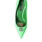 Neon Green Patent Leather Logo Pumps Shoes