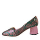 Multicolor Floral Jacquard Crystal Heels Pumps Shoes