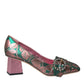 Multicolor Floral Jacquard Crystal Heels Pumps Shoes