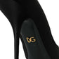 Black Satin Bow Embellished Heels Pumps Shoes