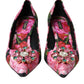 Multicolor Floral Brocade Crystal Heels Pumps Shoes