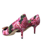 Multicolor Floral Brocade Crystal Heels Pumps Shoes