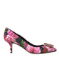 Multicolor Floral Brocade Crystal Heels Pumps Shoes