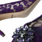 Purple Taormina Lace Crystal Heel Pumps Shoes