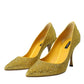 Yellow Strass Crystal Heels Pumps Shoes