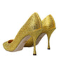 Yellow Strass Crystal Heels Pumps Shoes