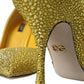Yellow Strass Crystal Heels Pumps Shoes