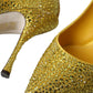 Yellow Strass Crystal Heels Pumps Shoes