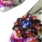 Multicolor Floral Leather Crystal Heels Pumps Shoes