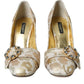 Gold Jacquard Crystals Heels Pumps Shoes