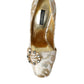 Gold Jacquard Crystals Heels Pumps Shoes