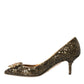 Gold Sequin Crystals Bellucci Heels Pumps Shoes