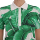 Green Banana Print Silk Polo T-shirt