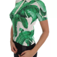 Green Banana Print Silk Polo T-shirt