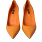 Orange Patent Leather Heels Pumps Shoes