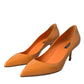 Orange Patent Leather Heels Pumps Shoes