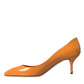 Orange Patent Leather Heels Pumps Shoes