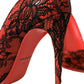 Orange Black Lace Leather Heels Pumps Shoes