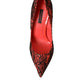 Orange Black Lace Leather Heels Pumps Shoes
