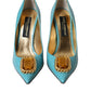 Blue Gold Leather Crystals Heels Pumps Shoes