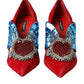 Red Velvet Sequin Crystal Heels Pumps Shoes