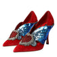 Red Velvet Sequin Crystal Heels Pumps Shoes