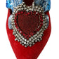 Red Velvet Sequin Crystal Heels Pumps Shoes