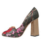 Multicolor Floral Jacquard Crystal Heels Pumps Shoes