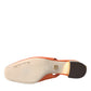 Orange Embellished Leather Slingback Shoes