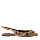 Orange Satin Crystals Flats Sandals Shoes