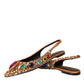 Orange Satin Crystals Flats Sandals Shoes