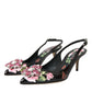 Black Roses Crystal Heels Slingback Shoes