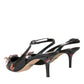 Black Roses Crystal Heels Slingback Shoes