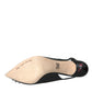 Black Roses Crystal Heels Slingback Shoes