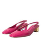 Pink Embellished Leather Slingback Shoes