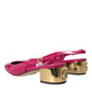 Pink Embellished Leather Slingback Shoes