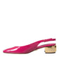 Pink Embellished Leather Slingback Shoes