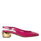 Pink Embellished Leather Slingback Shoes